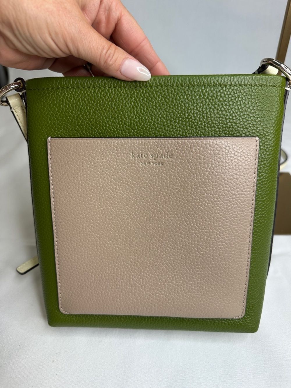 kate spade Olive & Beige Pebbled Leather Crossbody Bag - Picture 4 of 8